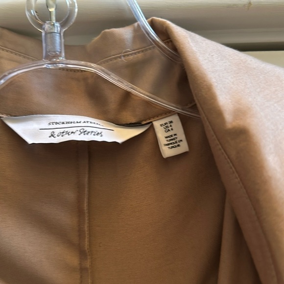 & Other Stories Workwear Boilersuit Tie Waist Straight Leg Jumpsuit Beige Sz4 - Picture 8 of 11